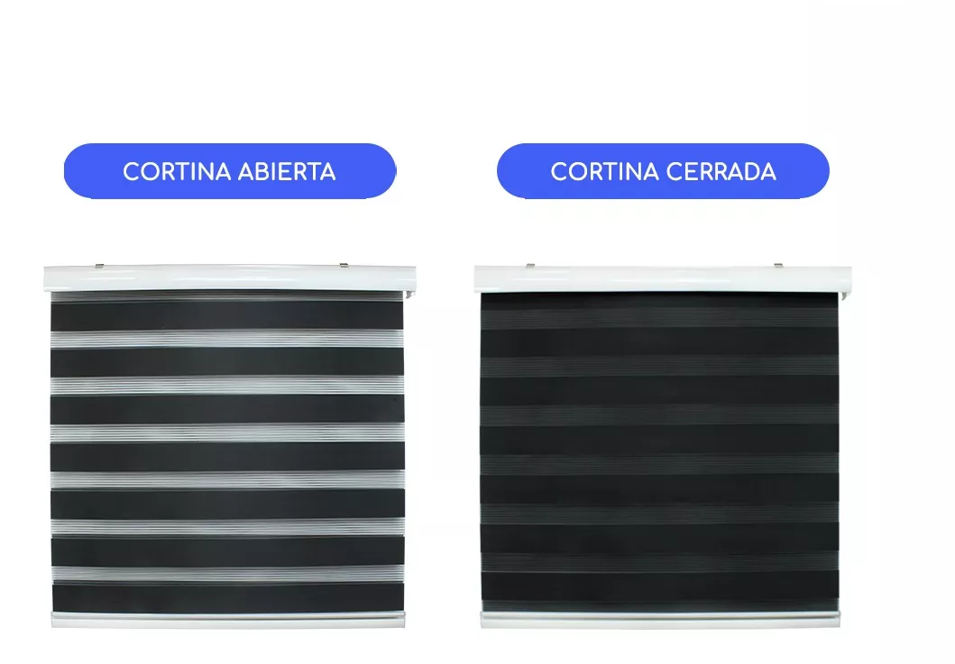 Cortina Roller Dúo Zebra Día y Noche – Negro (120 cm x 200 cm)