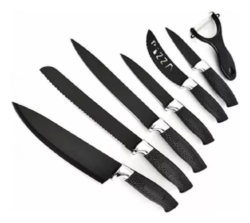 Set Cuchillos cocina 7 pcs - negro