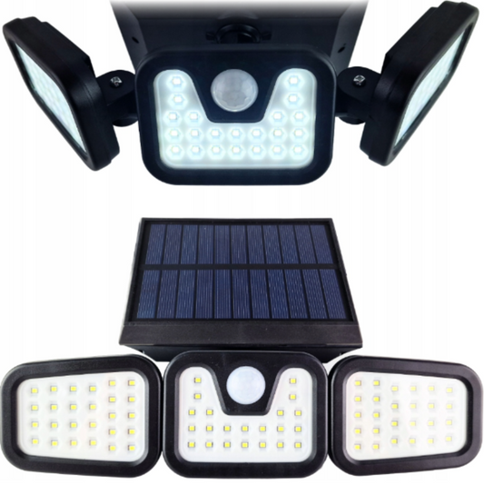 Triple lámpara led solar replegable